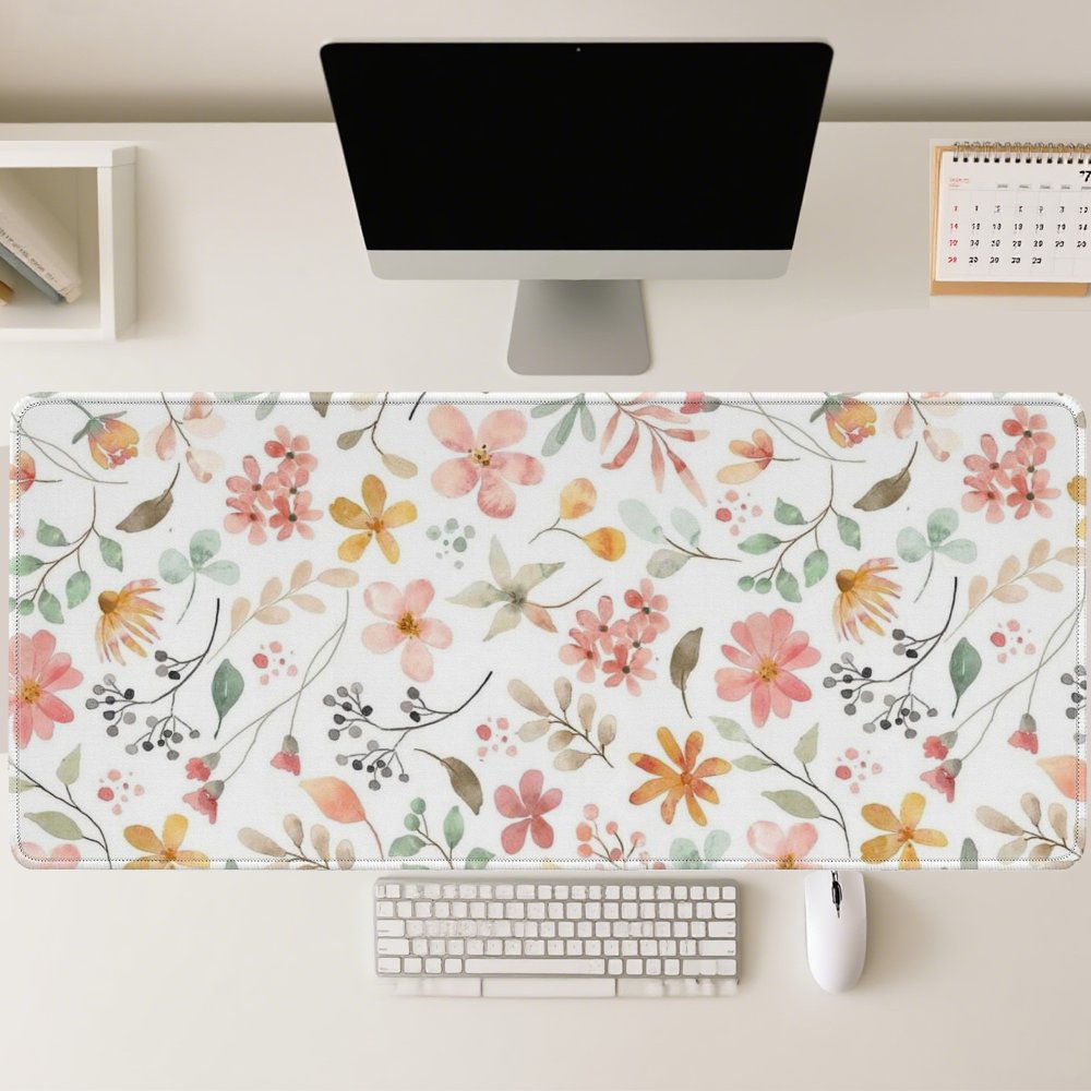 Pink Yellow Floral Mouse Pad D - огляд і ціна Yellow Desk Setup