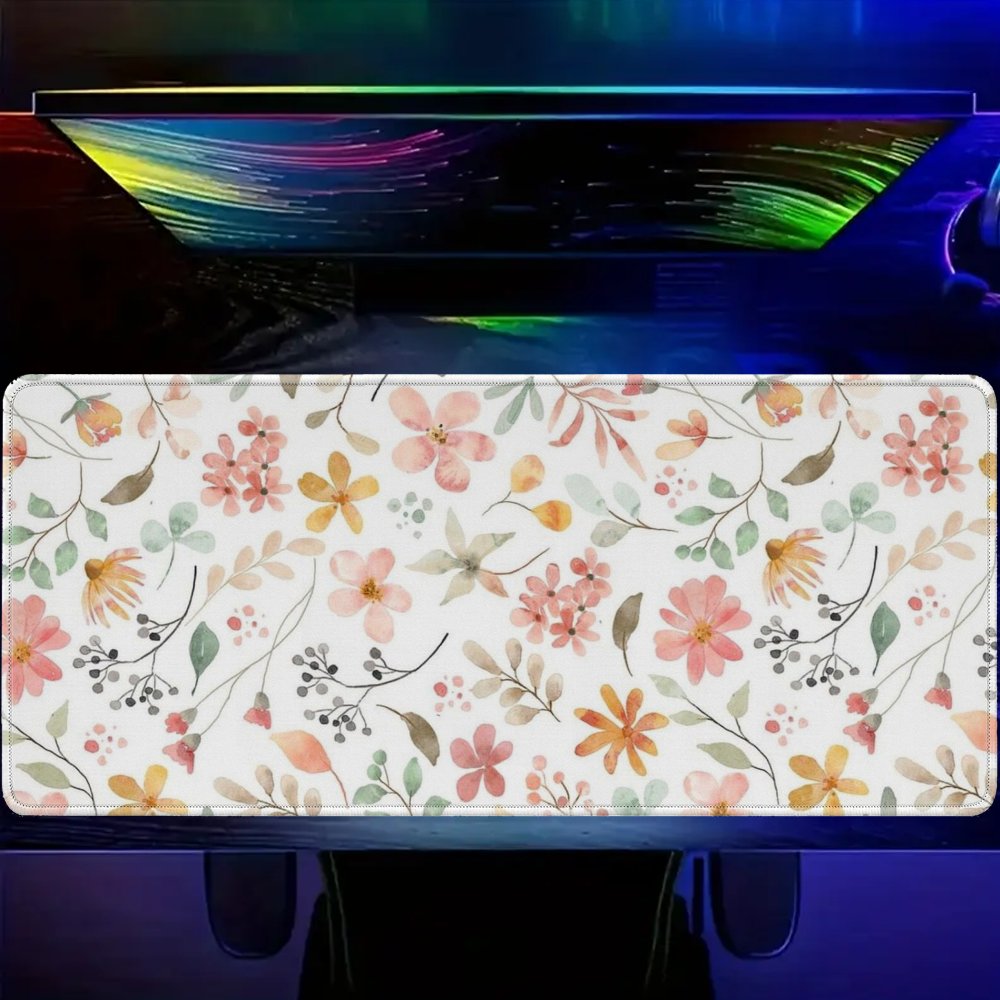 Pink Yellow Floral Mouse Pad D - огляд і ціна Yellow Desk Setup