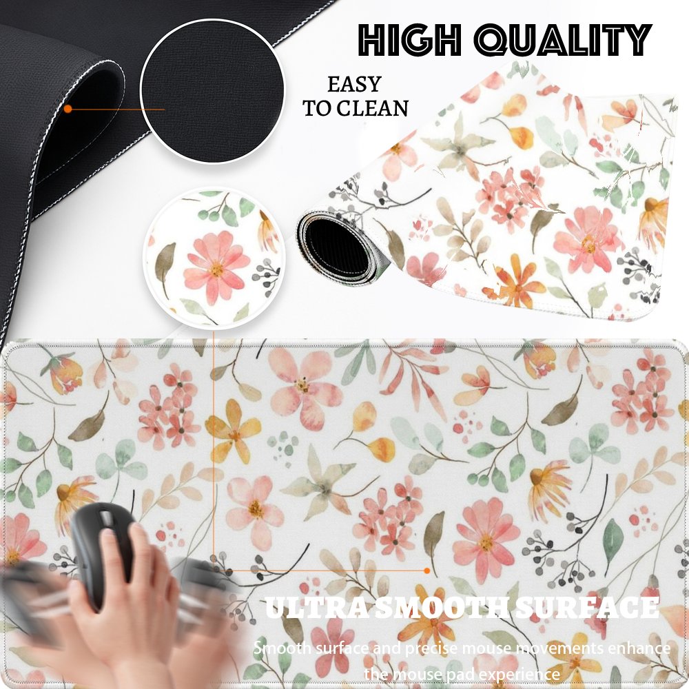 Pink Yellow Floral Mouse Pad D - огляд і ціна Yellow Desk Setup
