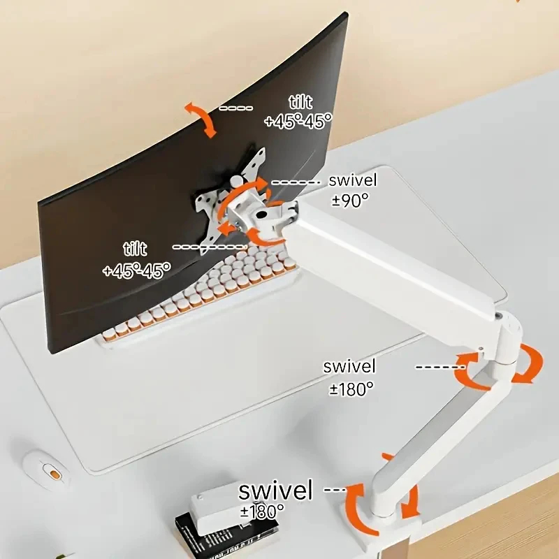 Height Adjustable White Single - огляд і ціна Desk Setup With Monitor Arm