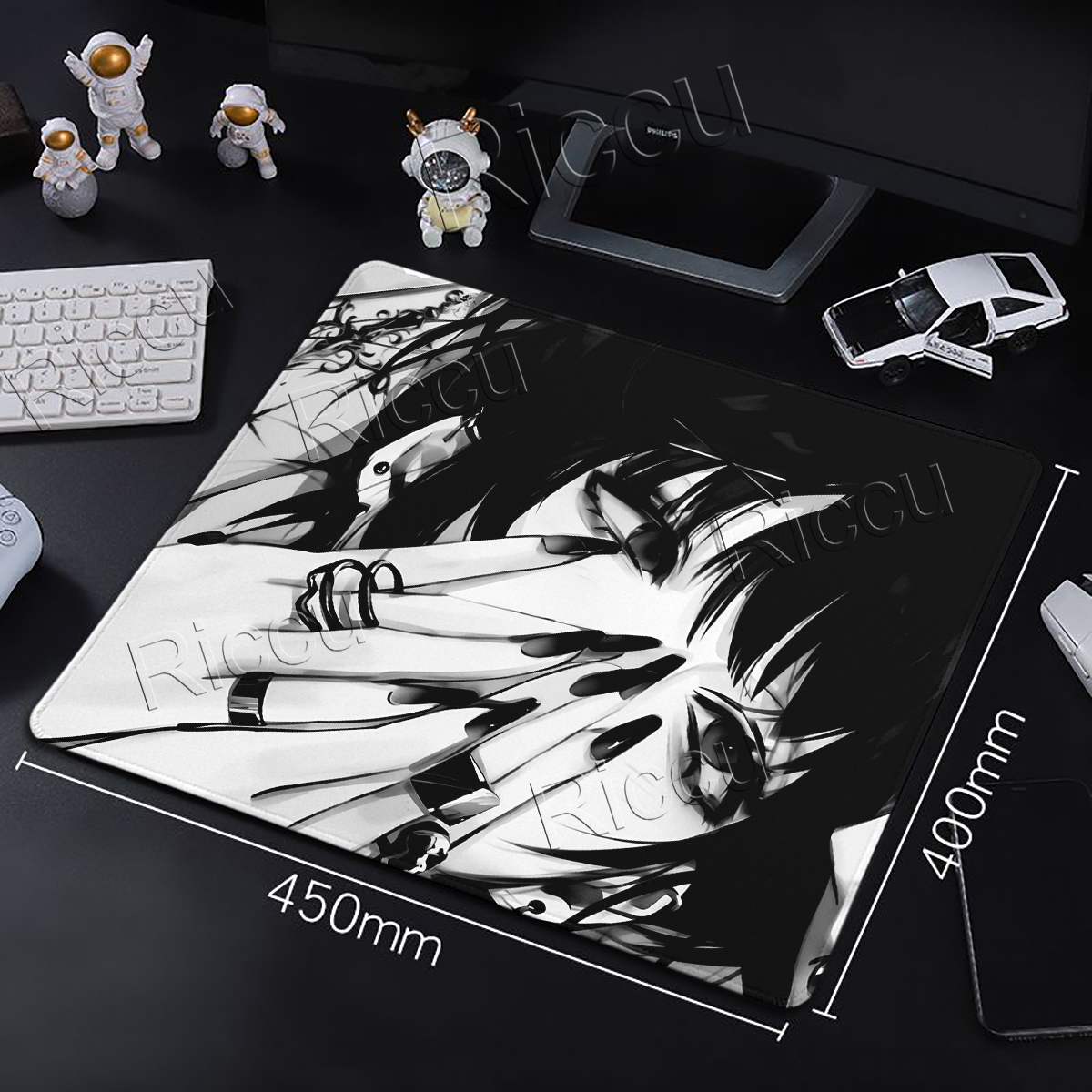 Anime Girls Mouse Pad Black Wh - огляд і ціна Desk Setup Aesthetic