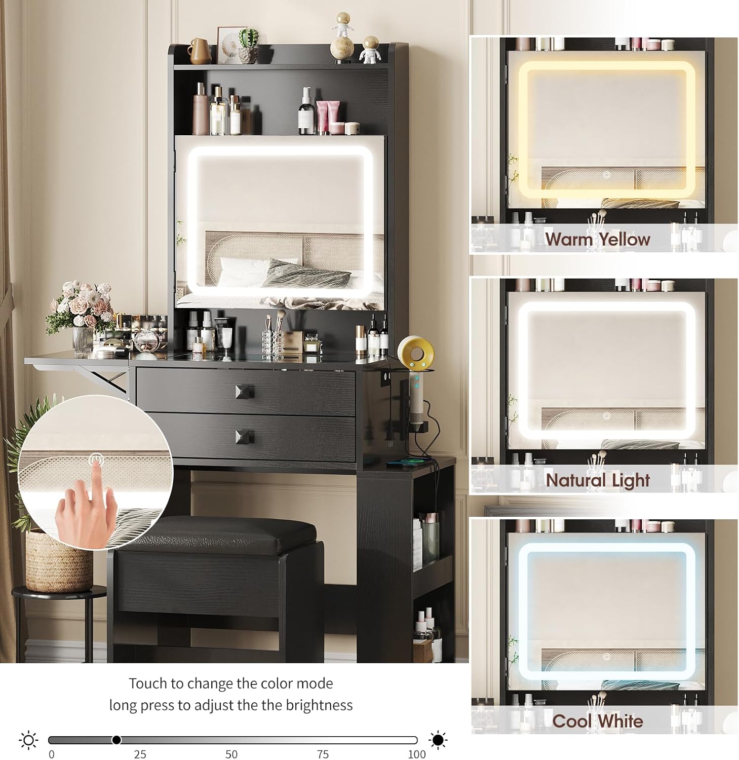 Small Makeup Vanity Desk, 3 Ad - огляд і ціна Desk Setup Charging Station