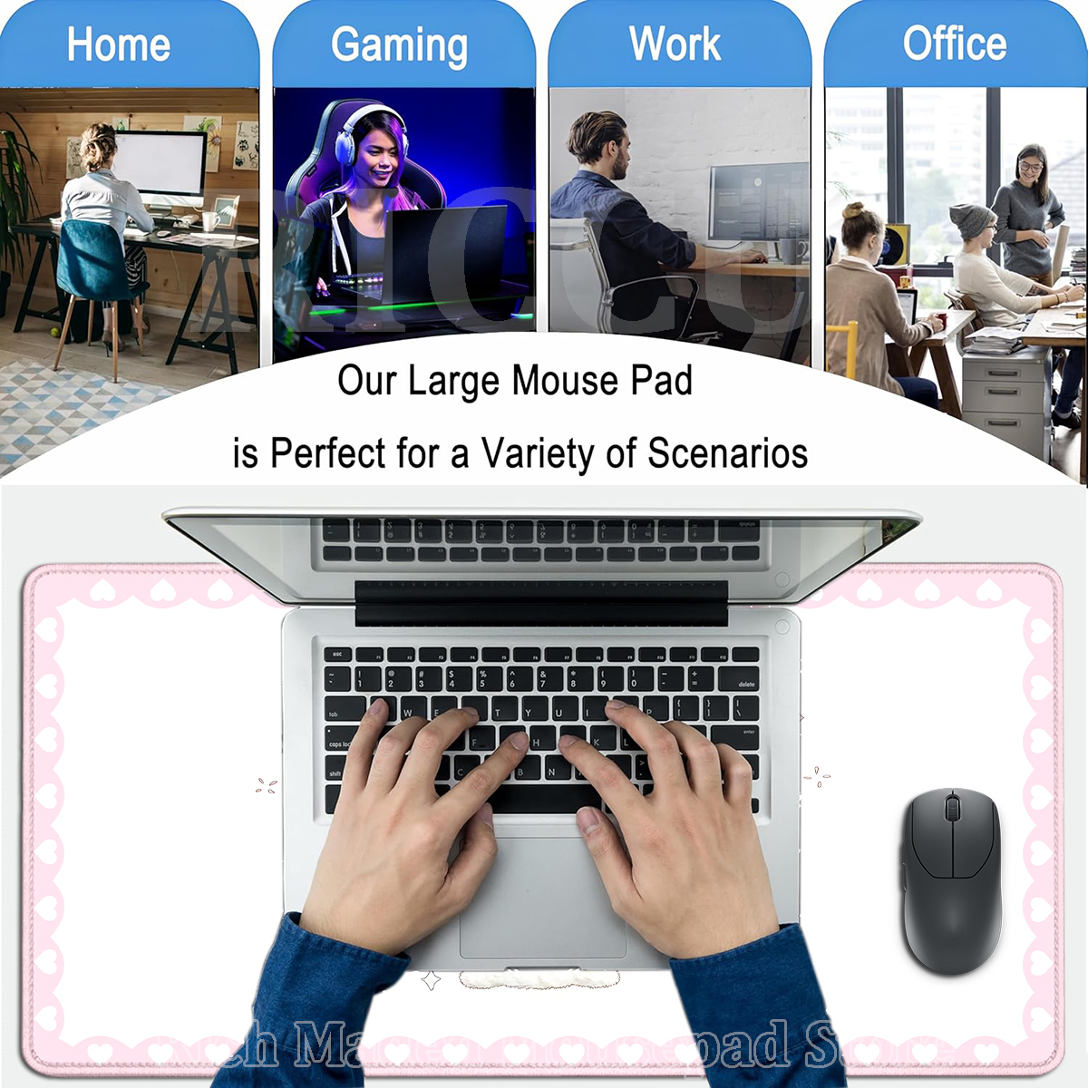Pink Rabbit Mouse Pad XXL Cute - огляд і ціна Desk Setup Pink