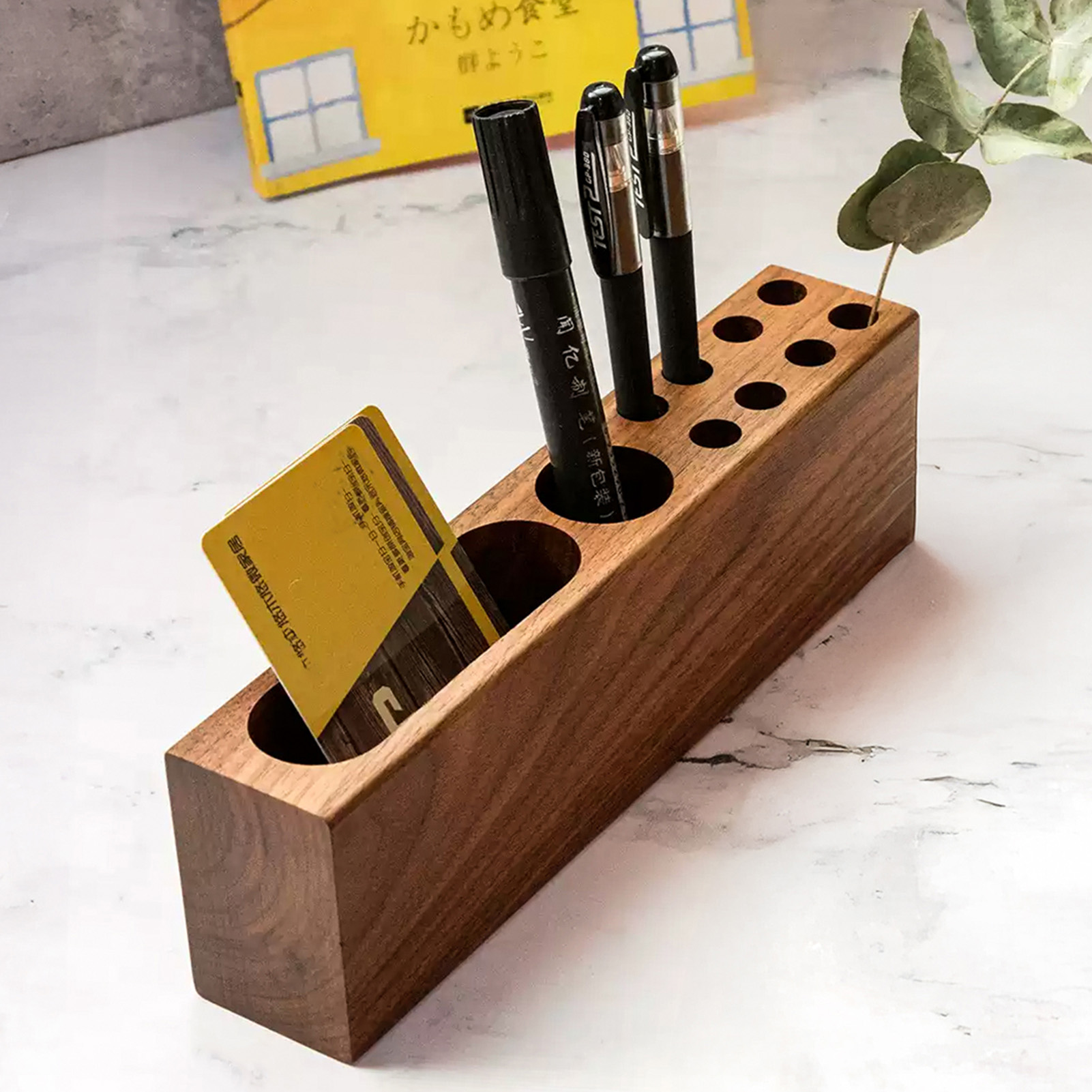 Pen Holder Desk Acacia Wooden  - огляд і ціна Desk Setup Aesthetic