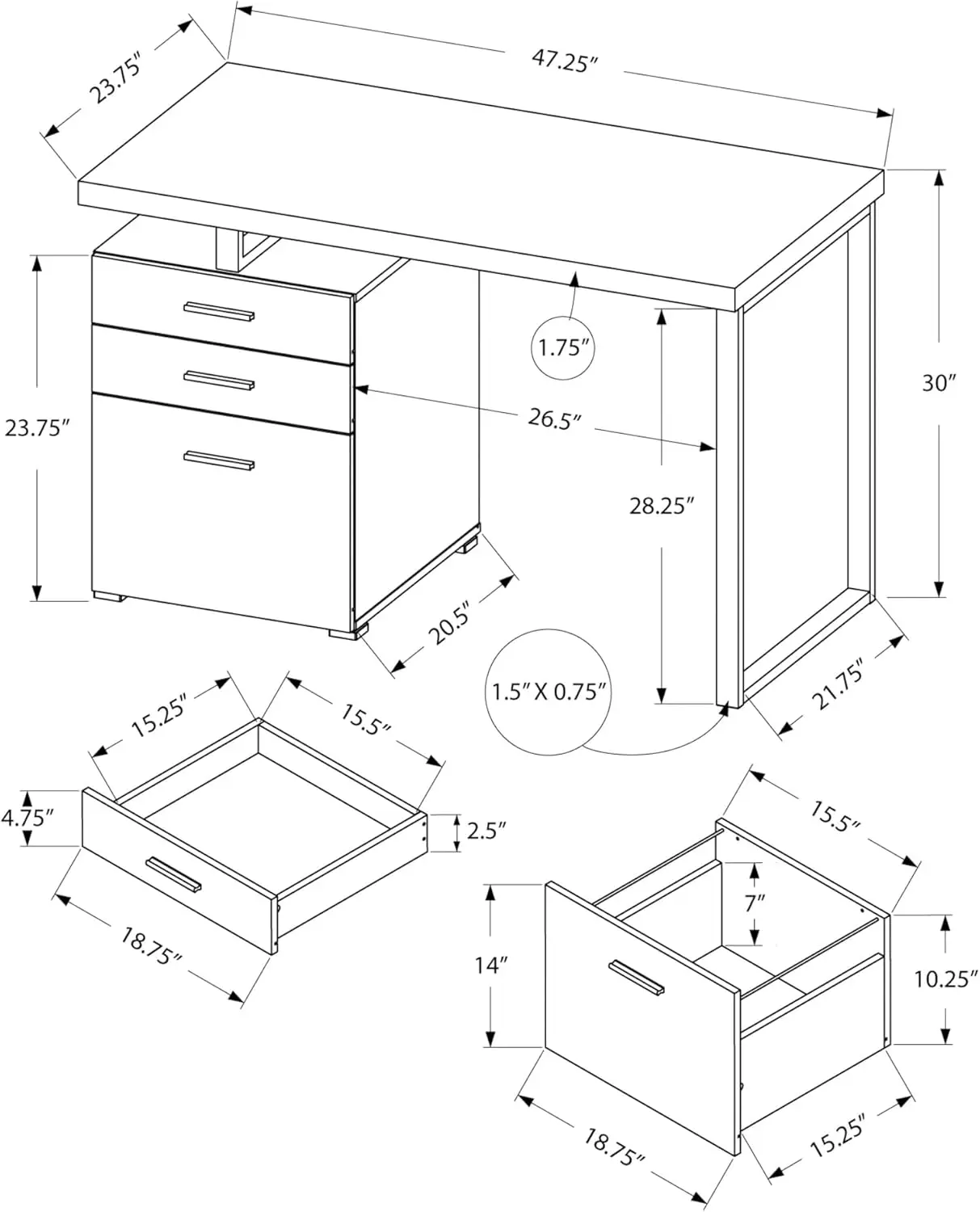 Computer Desk with File Cabine - огляд і ціна Desk Setup Brown