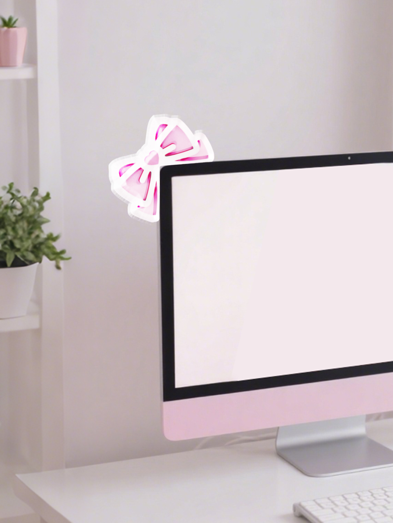 Kawaii Bow Monitor Decor Pink  - огляд і ціна Desk Setup Pink