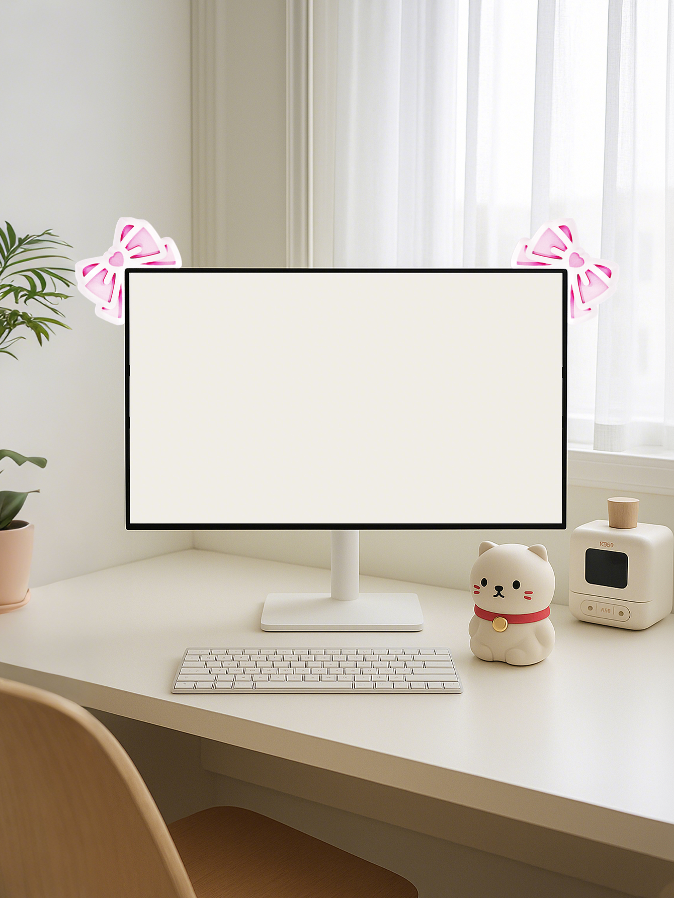 Kawaii Bow Monitor Decor Pink  - огляд і ціна Desk Setup Pink