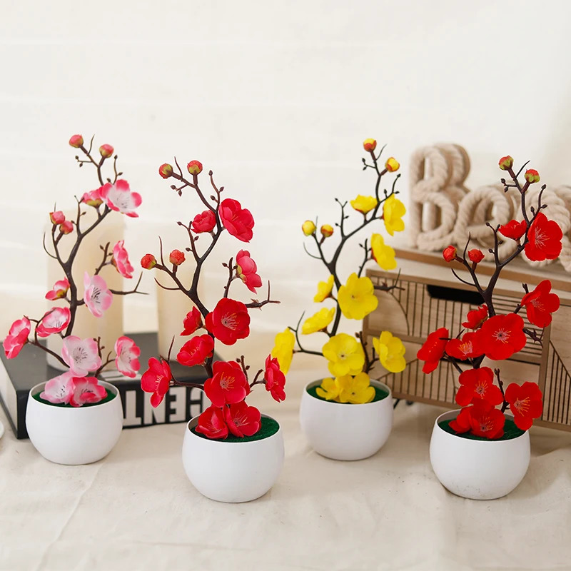 Simulation Plum Flower Pot Pla - огляд і ціна Desk Setup Plant