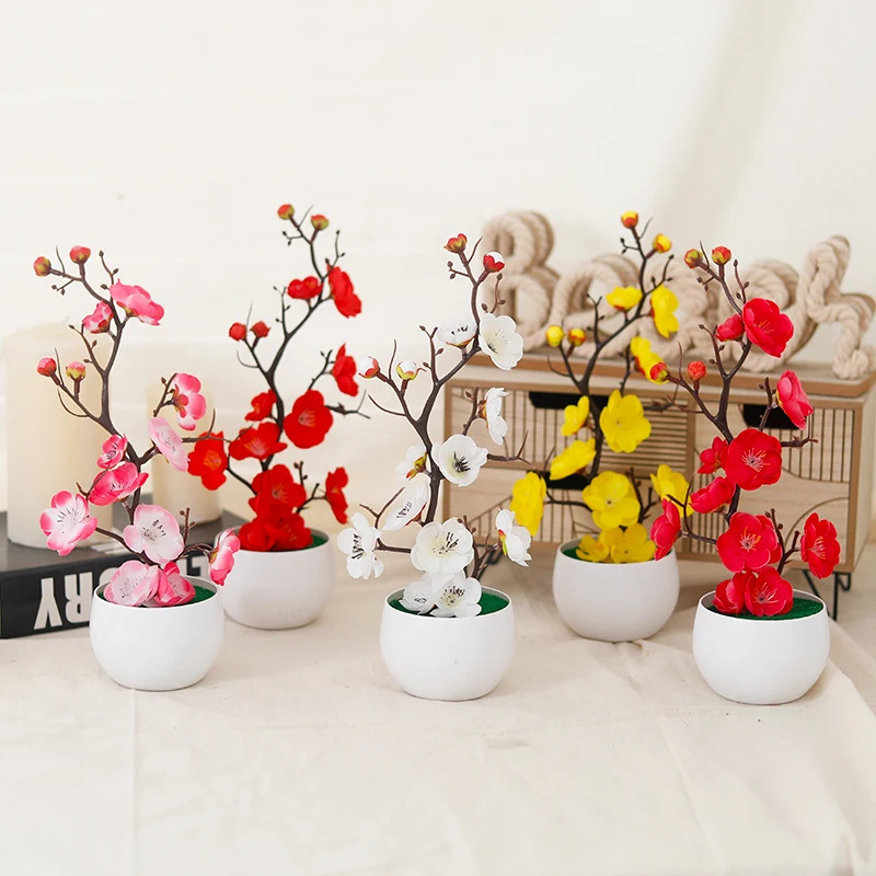 Simulation Plum Flower Pot Pla - огляд і ціна Desk Setup Plant