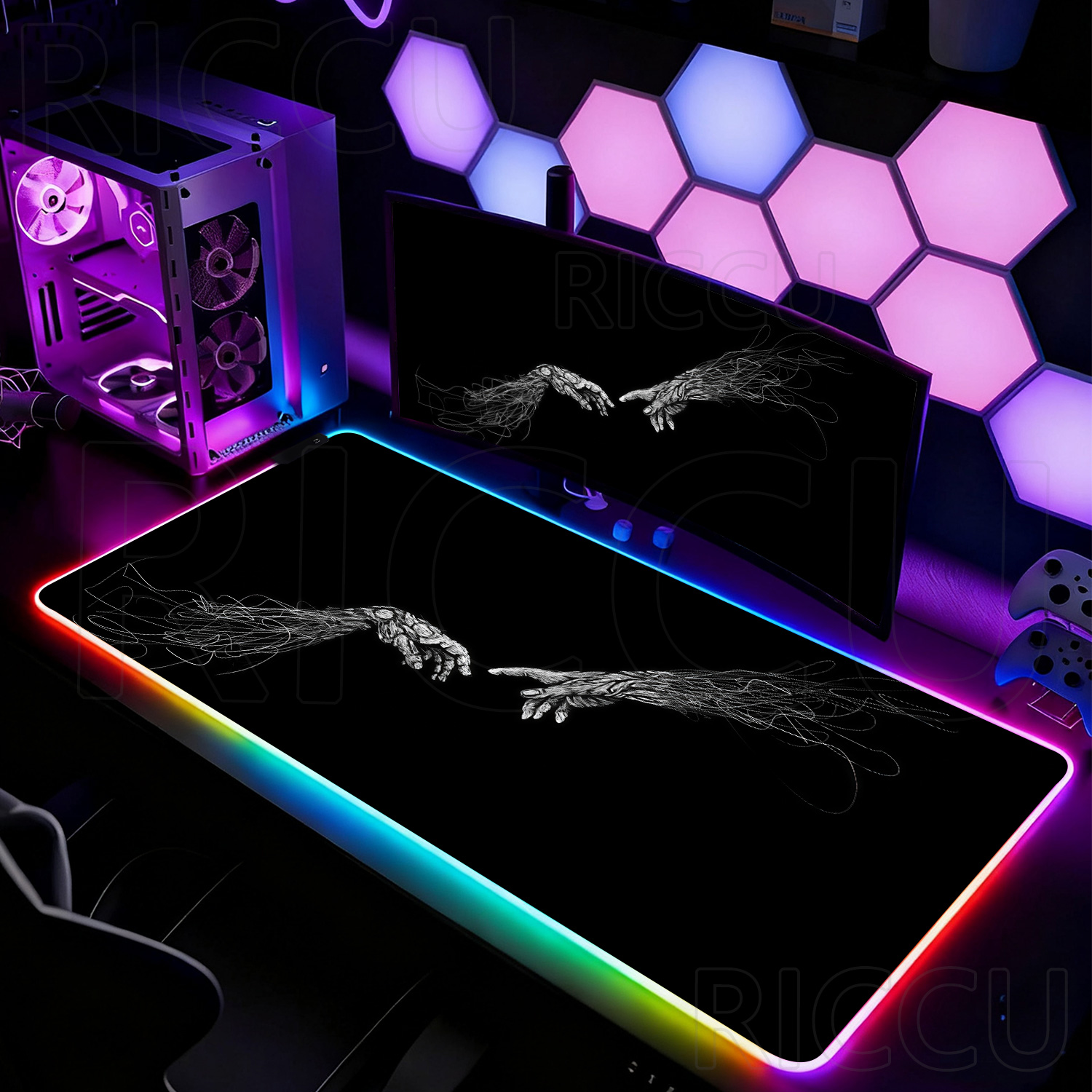 RGB XXL HD Large Black White G - огляд і ціна Desk Setup Rgb