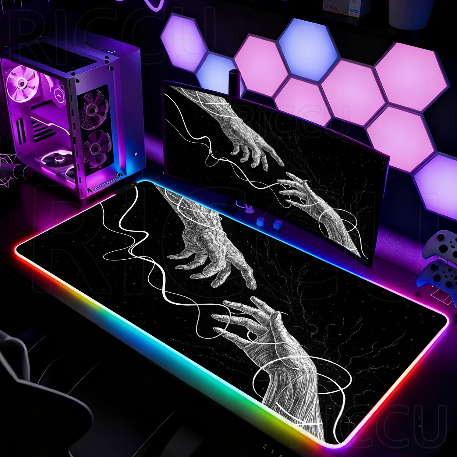 RGB XXL HD Large Black White G - огляд і ціна Desk Setup Rgb