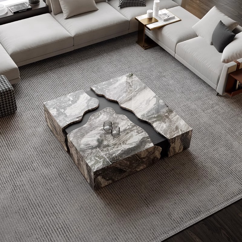 2025 Square Marble Coffee Tabl - огляд і ціна Desk Setup Modern