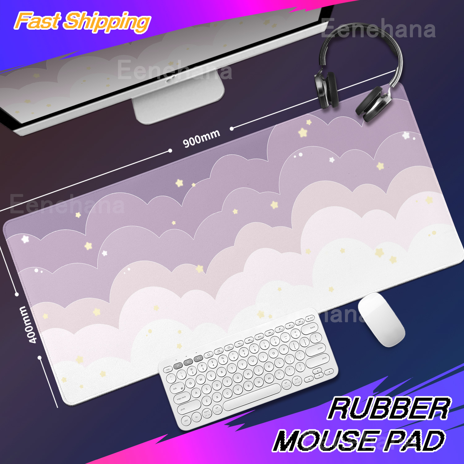 Light Blue Pink Clouds Desk Ma - огляд і ціна Desk Setup Pink