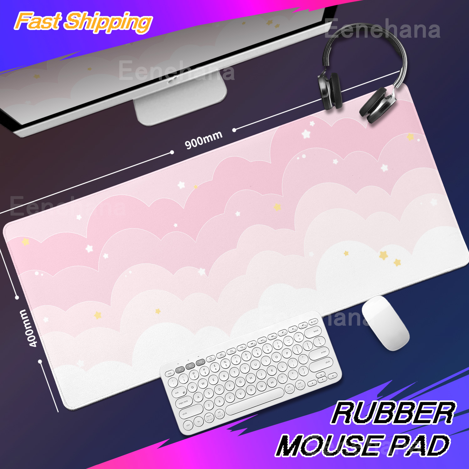 Light Blue Pink Clouds Desk Ma - огляд і ціна Desk Setup Pink