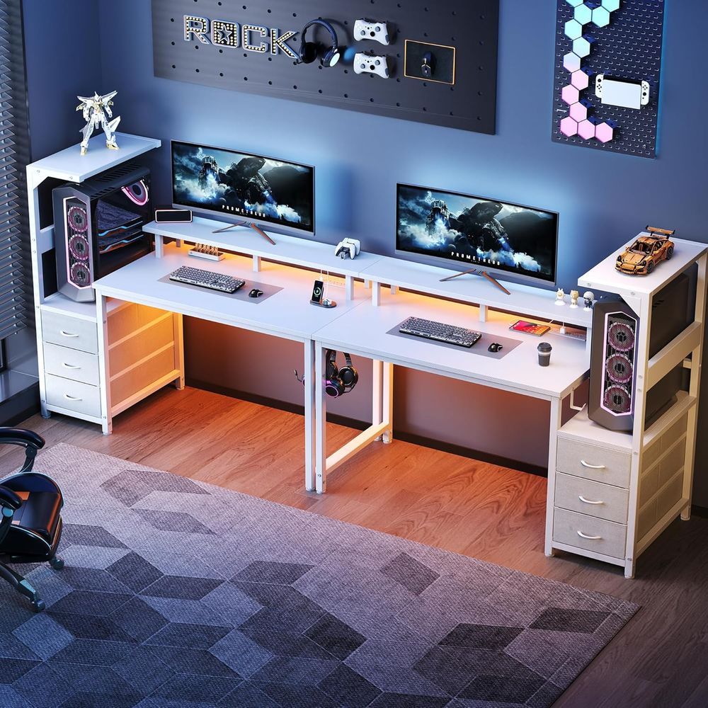 White 52 L-Shaped Gaming Desk  - огляд і ціна Gaming Setup Desk
