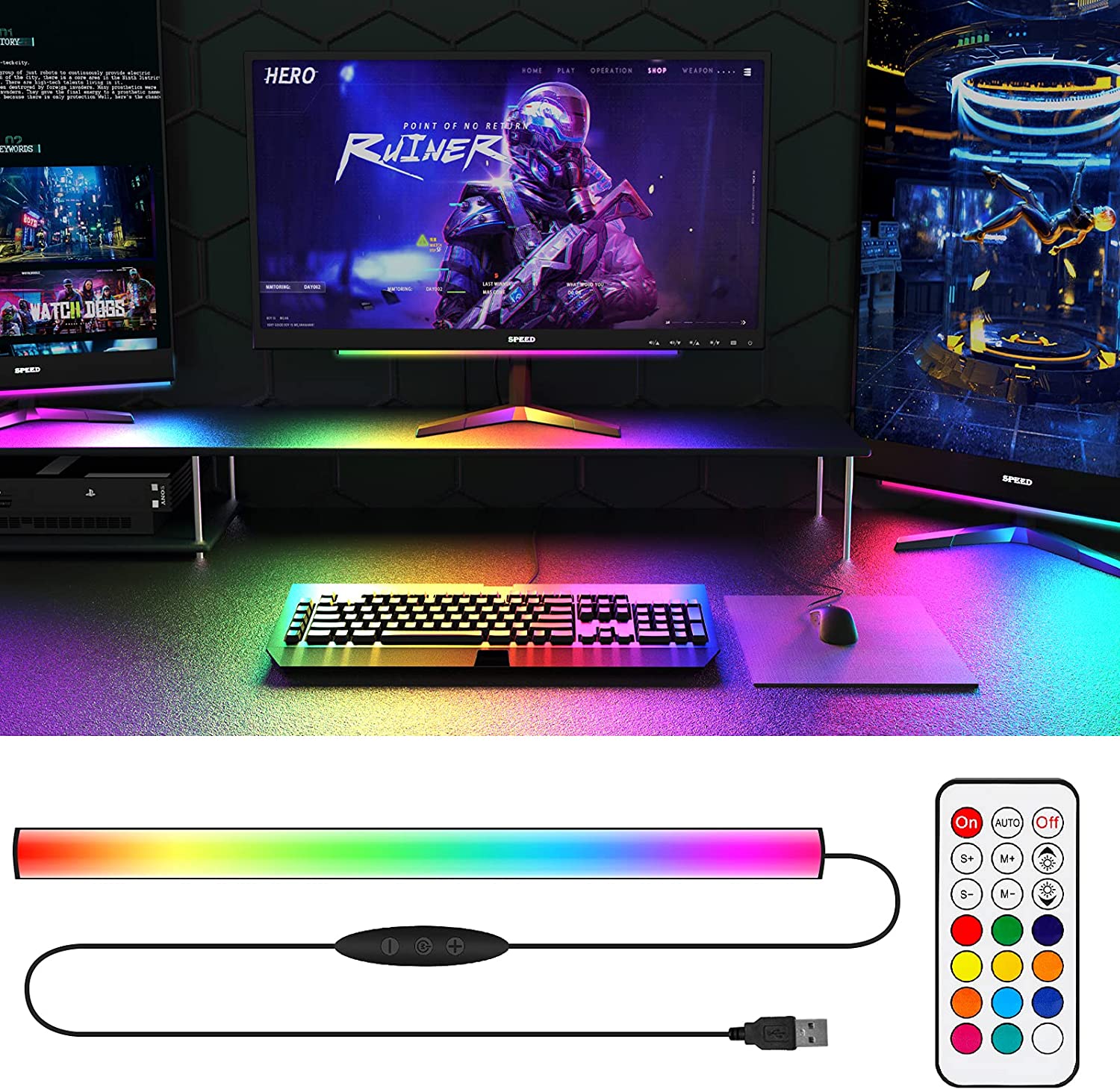 Under Monitor Light Bar RGB Dr - огляд і ціна Desk Setup Rgb